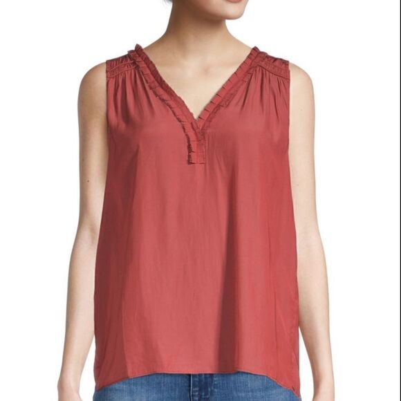 CATHERINE MALANDRINO Fringe Trim Criss-cross
Tank Top Cinnamon Women’s Small - Picture 1 of 5
